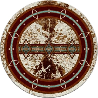 Alfombra Fire Hide True Western Southwest Country Lodge 8' redonda Foto 1 de 2