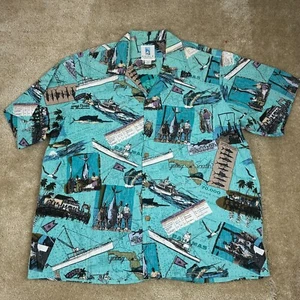 Kahala Mens Hawaiian Shirt XXL Camp Reverse Print Fishing Retro USA Vtg Florida - Picture 1 of 18