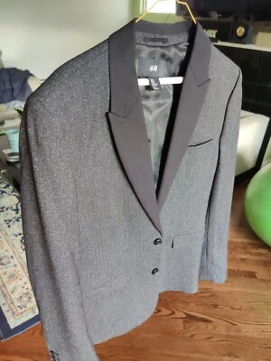 H&M Slim Fit Hombre Traje Chaqueta Gris Negro Blazer Esmoquin Cena 40R Foto 1 de 4