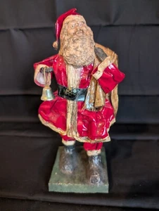 Vintage 9 Zoll Weihnachtsmann Pappmaché handgefertigt Xalisco Mexiko Messingglocke Volkskunst - Bild 1 von 9