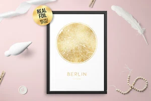 Poster mappa personalizzato Berlino Germania FOIL CITY arte personalizzato - Foto 1 di 8