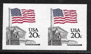 ** US #1895d  .20c FLAG SUPREME COURT  IMPERF COIL PAIR MINT  XF/NH  NICE  ** - Picture 1 of 2