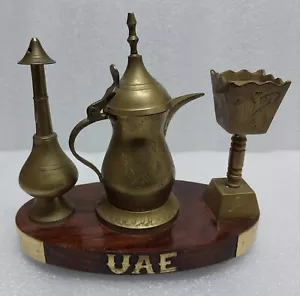 Vintage Arabic UAE rare Mini Miniature ewer Dallah incense Bedouin Nomadic Brass - Picture 1 of 11