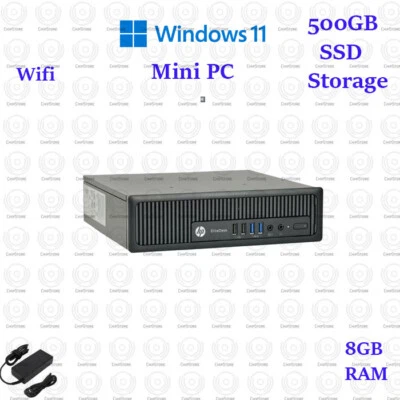 Fast HP Mini PC Desktop Computer PC 500GB SSD 8GB RAM WiFi PC Windows 11 - Image 1 of 3