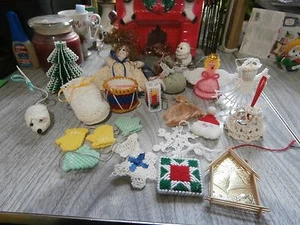 Lot Vintage ? 18 Weihnachtsschmuck + 1 Magnet selbstgemachter Engel - Bild 1 von 11