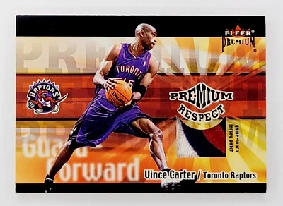 VINCE CARTER  2001-02 Fleer Premium Respect 3-Clr Jersey Patch SP 47/75  Raptors - Image 1 of 2