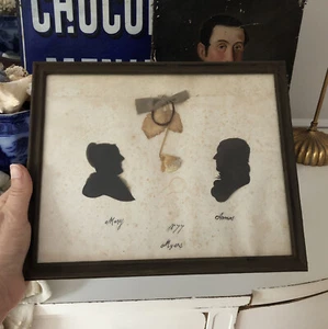 Repro SILHOUETTE Fabulous Artisan Mourning Picture Handmade - Picture 1 of 6