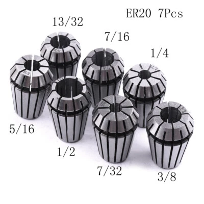 7Pcs ER20 Spring Collet Set For CNC Milling Lathe Tool Engraving Machine - Image 1 of 4