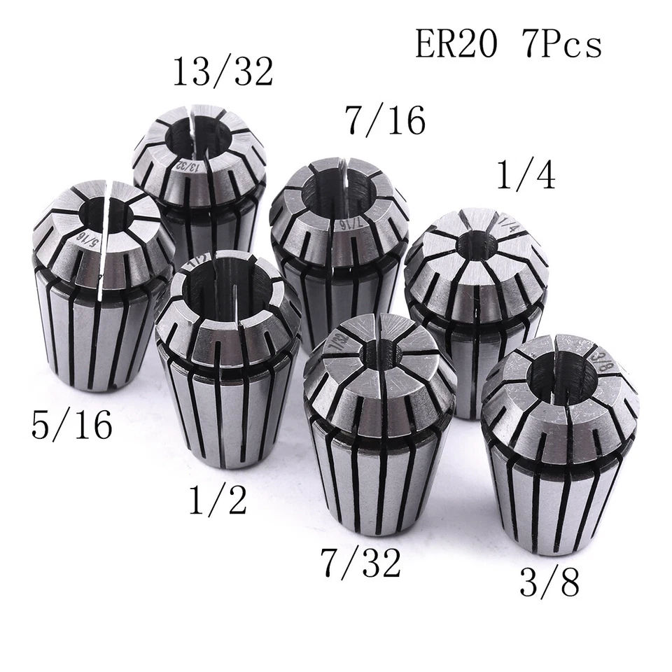 7Pcs ER20 Spring Collet Set For CNC Milling Lathe Tool Engraving Machine - Image 1 of 4