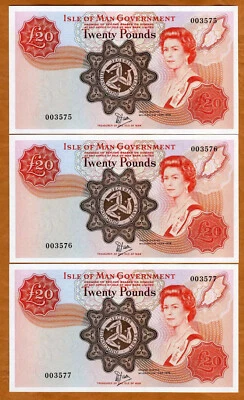 SET Isle of Man, 3 x 20 pounds, 1979, P-32, UNC Commemorative 5000 pcs issued - Image 1 of 2