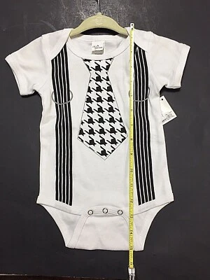 Ganz Ella Jackson Infant Black White Tie Suspenders Bodysuit Size 0 to 6 Months - Image 1 of 4