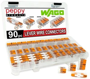 WAGO 221 Lever Nuts 90pc Compact Splicing Wire Connector Assortment with Case - Picture 1 of 4