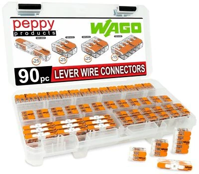 WAGO 221 Lever Nuts 90pc Compact Splicing Wire Connector Assortment with Case - Image 1 of 4