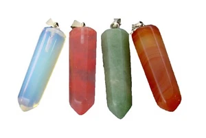 4 Colgantes Péndulo Natural Opalita, Cuarzo Rojo, Cornalina, Cuarzo Verde 7283P - Imagen 1 de 5