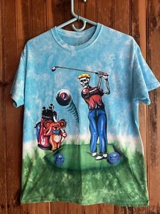 Vintage 1994 Grateful Dead t shirt Golfing Skeleton Caddy Bear Tie Dye Size M - Picture 1 of 15
