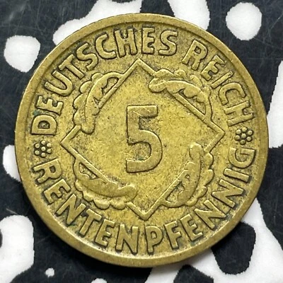 Alemania 1924-D 5 Rentenpfennig (15 disponibles) (solo 1 moneda) KM#32 Foto 1 de 4