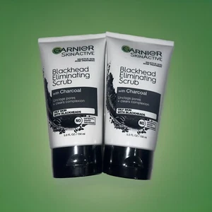 2 Garnier SkinActive Charcoal Blackhead Acne Treatment Scrub, 5 fl oz exp 5/27 - Picture 1 of 2