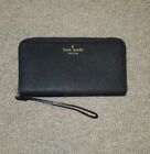 Ladies Kate Spade Slim Black Leather Zip-around Wallet