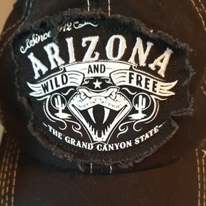 One Size Arizona Wild and Free Black Embroidered Baseball Cap Hat Adjustable - Picture 1 of 11