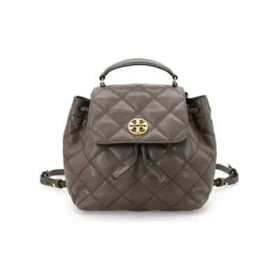 Tory Burch Willa Leather Quilted Small Backpack Volcanic Stone - Image 1 of 4