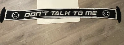 Don't Talk To Me Bufanda Tejido 83" Largo Smiley Emoji Negro Blanco Foto 1 de 4
