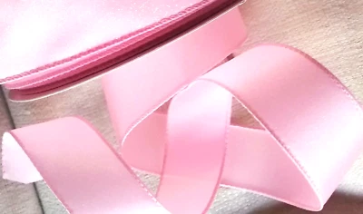 Christmas Pink Satin 1.5" x 5 yards Light Iridescent Wired Ribbon Spring Barbie - Image 1 of 4