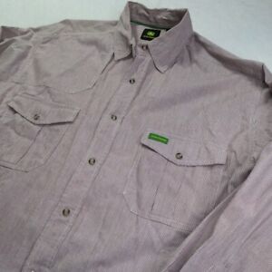John Deere Pinstripe Snap Button Long Sleeve Work Shirt Men's Size Large