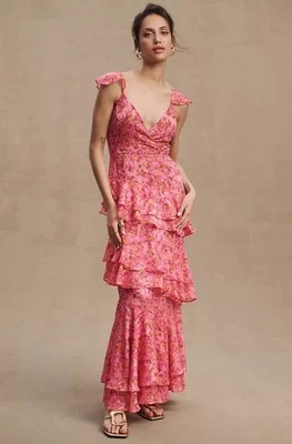 NWT Anthropologie Hutch Miah Tiered V-Neck Flutter-Sleeve Gown Size 4 V55 - Image 1 of 4