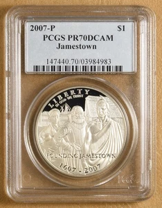 2007 Jamestown Commemorative Silver Dollar PCGS PR70DCAM - Picture 1 of 2