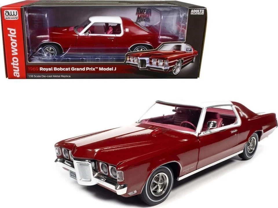 Auto World 1 18 1969 Pontiac Royal Bobcat Grand Prix Model J Red AMM1273 Diecast
