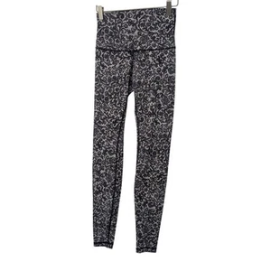 Lululemon Wunder Under Leggings Hi-Rise Mini Cinder Lace White Black Est Size 4 - Picture 1 of 4