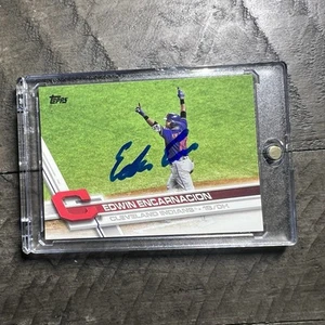 Edwin Encarnacion Signed IP Auto 2017 Topps #630 Cleveland Indians - Picture 1 of 11