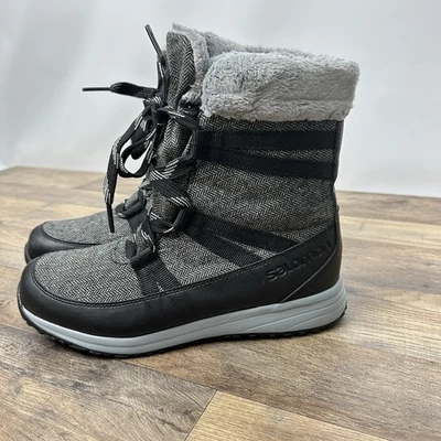 Salomon Heika LTR CS Waterproof Winter Snow Shoes Gray Black Women’s size 8 - Image 1 of 4