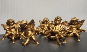 Vintage Gold Resin Cherub Angel Napkin Rings Set of 5 Christmas Holiday Decor - Picture 1 of 10