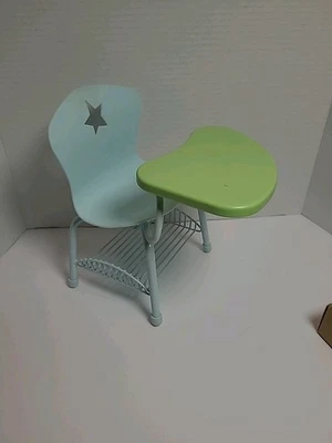 Retired American Girl Doll Blue and Green Plastic School Desk AG Sturdy Metal - Image 1 of 4