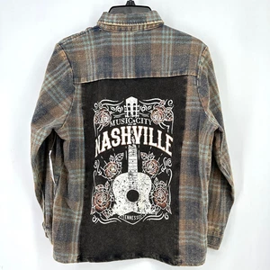 Nashville Tennessee Washed Flannel Cowgirl Shirt Girls Size Small Back Panel - Picture 1 of 5