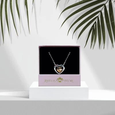 Gift-Ready Heart Necklace Stainless Steel Double Heart Pendant for Women - Image 1 of 4