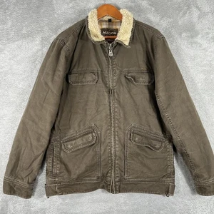 Chaqueta Kirra Para Hombres Grande Marrón Cuello Sherpa Forrada a Cuadros Algodón Ropa de Trabajo Abrigo - Imagen 1 de 13