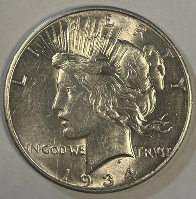 1934-D Peace Silver $1 Dollar Coin Choice AU++ - Image 1 of 2