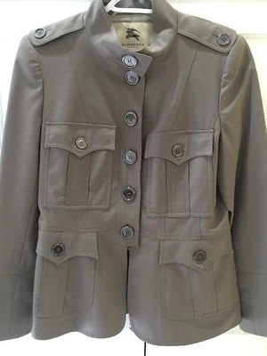 Autêntica jaqueta Burberry cinza lã estilo militar EUA 10 Reino Unido 12 excelente - Imagem 1 de 4