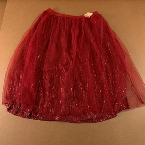 Bloomchic Womens Size 14-16 Scarlet Red Sequin Layered Tulle Midi Skirt NWT - Picture 1 of 11