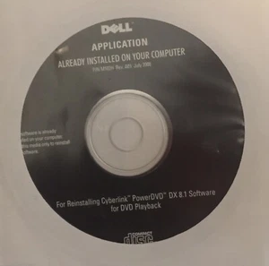Dell Application Original CD Reinstalling Cyberlink PowerDVD Software 2008 New - Picture 1 of 2