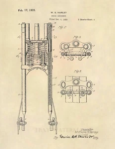 Harley Davidson Springer Suspension Patent Art Print - Triple Tree Vintage - 610 - Picture 1 of 3