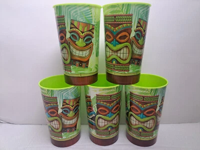 Lot of 5 Creative Converting Party Cups (22 Oz) - Tiki Time (Unused) #327305 - Image 1 of 4