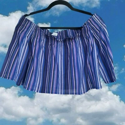 Blusa La Perla para mujer de seda talla 6 azul púrpura fuera del hombro Foto 1 de 4