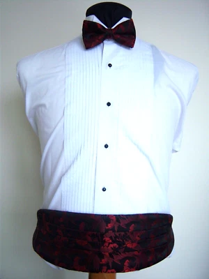 Black and Red Formal Cummerbund & Bow tie set -  men's one size fits most - Image 1 of 4