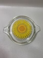 Vintage Pyrex Daisy Sunflower Glass Lid 470-C Yellow Orange Flower 6"