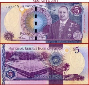 Tonga 5 Pa'anga nd 2015 Präfix A P 45 UNC kostenloser Versand ab 100 $ - Bild 1 von 1