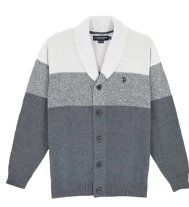 Us Polo Assassin Sweater Men’s Size Med Cardigan Shawl Collar Button Gray Knit - Picture 1 of 7