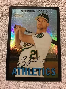 2016 Topps Heritage Chrome STEPHEN VOGT   Black Refractor #/67 Athletics - Picture 1 of 5